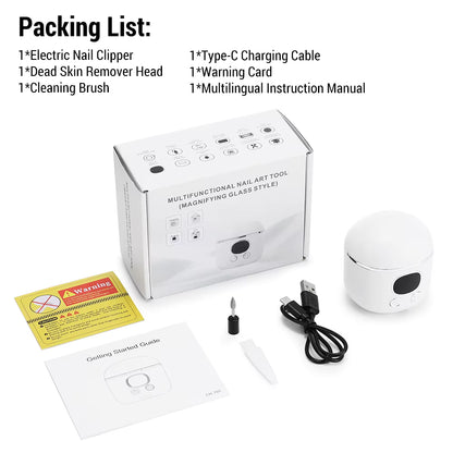 Dual-Blade Electric Nail Clipper with 2.5x Magnifier, LED Light & Callus Polisher