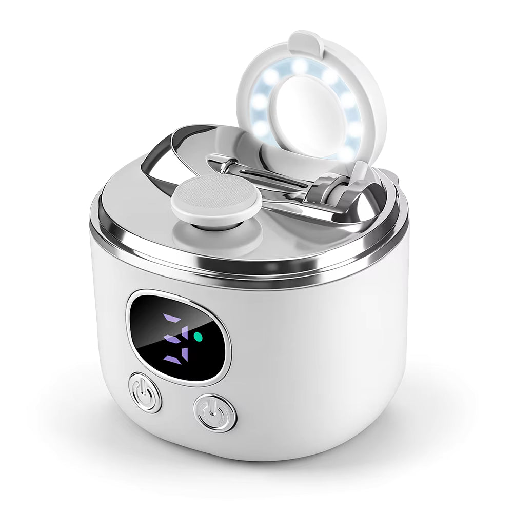 Dual-Blade Electric Nail Clipper with 2.5x Magnifier, LED Light & Callus Polisher