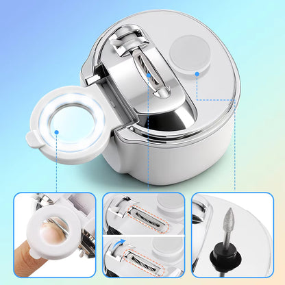 Dual-Blade Electric Nail Clipper with 2.5x Magnifier, LED Light & Callus Polisher