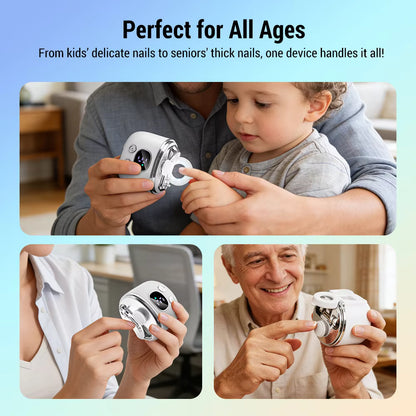 Dual-Blade Electric Nail Clipper with 2.5x Magnifier, LED Light & Callus Polisher
